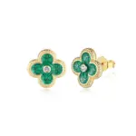 Charming Clover Green Enamel Earrings