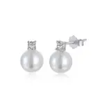 Lustrous Pearl & Crystal Stud Earrings