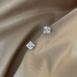 Geometric Radiance Square Zircon Earrings - Image 2