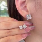 Geometric Radiance Square Zircon Earrings - Image 3
