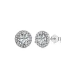 Luminous Halo Round-Cut Stud Earrings