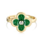 Lucky Clover Diamond Enamel Ring