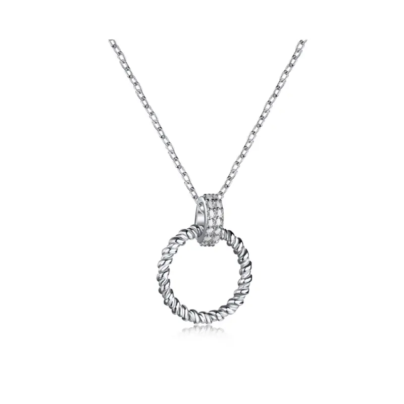 Eternal Twist Zircon Halo Pendant Necklace
