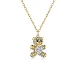Golden Gleam Teddy Bear Pendant Necklace