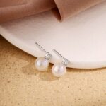 Lustrous Pearl & Crystal Stud Earrings - Image 2