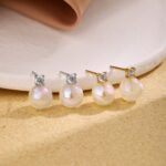 Lustrous Pearl & Crystal Stud Earrings - Image 3