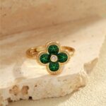 Lucky Clover Diamond Enamel Ring - Image 3