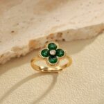 Lucky Clover Diamond Enamel Ring - Image 2