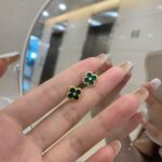 Charming Clover Green Enamel Earrings - Image 6