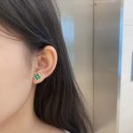 Charming Clover Green Enamel Earrings - Image 7