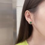 Charming Clover Green Enamel Earrings - Image 8