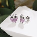 Lavender Whimsy Owl Stud Earrings - Image 4