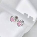 Sweetheart Pink Crystal Heart Stud Earrings - Image 5