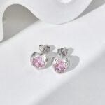 Sweetheart Pink Crystal Heart Stud Earrings - Image 3