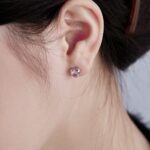 Sweetheart Pink Crystal Heart Stud Earrings - Image 8
