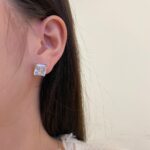 Geometric Radiance Square Zircon Earrings - Image 6