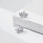 Regal Sparkle Crown Stud Earrings - Image 7