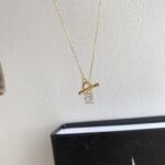 Knot and Solitaire Pendant Gold Necklace - Image 6