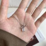 Knot and Solitaire Pendant Silver Necklace - Image 2