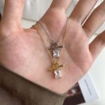Knot and Solitaire Pendant Gold Necklace - Image 4