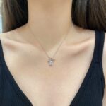 Knot and Solitaire Pendant Silver Necklace - Image 3