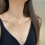 Knot and Solitaire Pendant Gold Necklace - Image 8