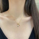 Knot and Solitaire Pendant Gold Necklace - Image 9