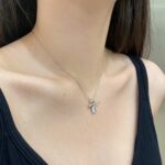 Knot and Solitaire Pendant Silver Necklace - Image 4