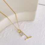 Knot and Solitaire Pendant Gold Necklace - Image 3