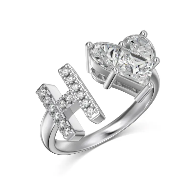 Initial H Heart Ring