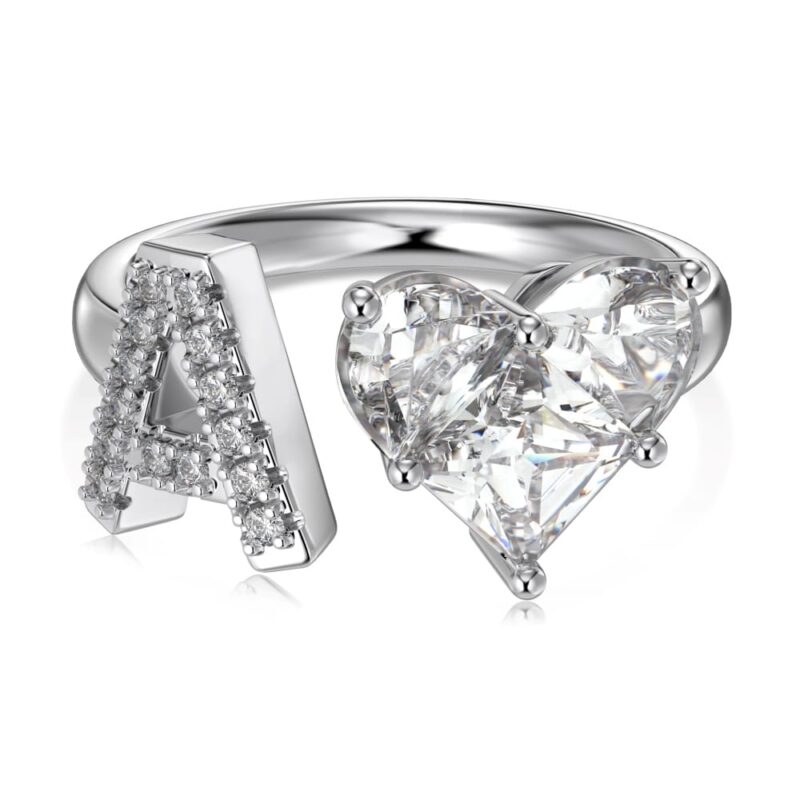 Initial A Heart Ring