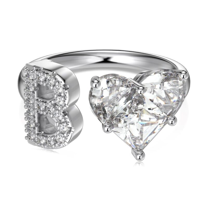Initial B Heart Ring