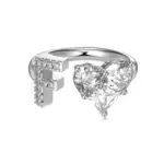Initial F Heart Ring