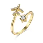 Fly High Airplane Ring 925 Sterling Silver (Gold) - Image 2