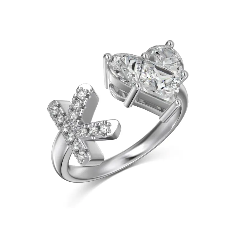 Initial K Heart Ring