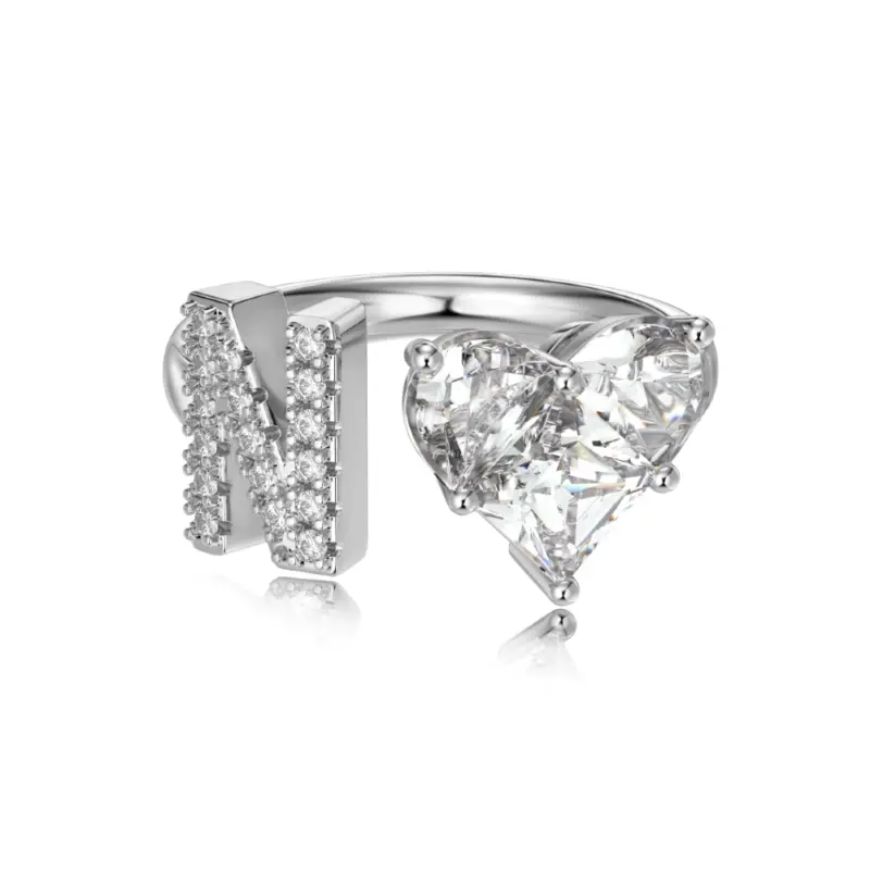 Initial N Heart Ring