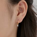 Radiant Pear Drop 18K Hoop Earrings - 925 Sterling Silver - Image 6