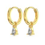 Radiant Pear Drop 18K Hoop Earrings - 925 Sterling Silver - Image 2