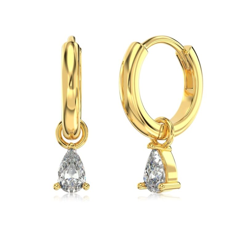 Radiant Pear Drop 18K Hoop Earrings