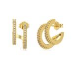Radiant Dual Hoop 18K Gold Earrings - Image 2