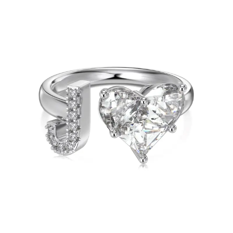 Initial J Heart Ring