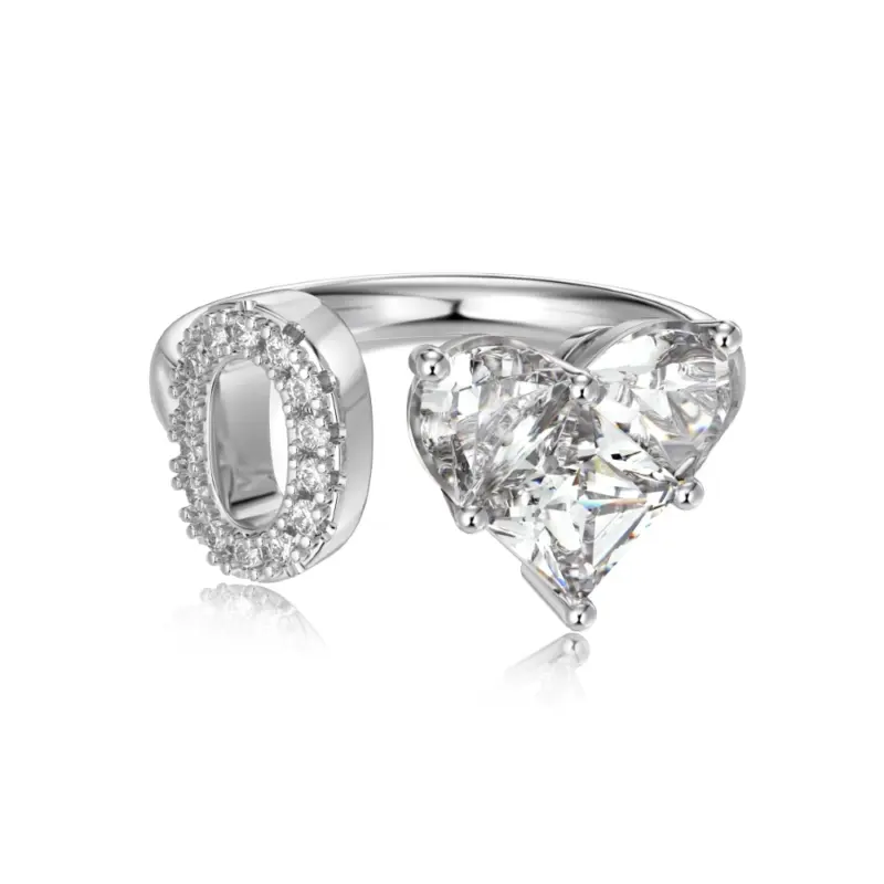 Initial O Heart Ring