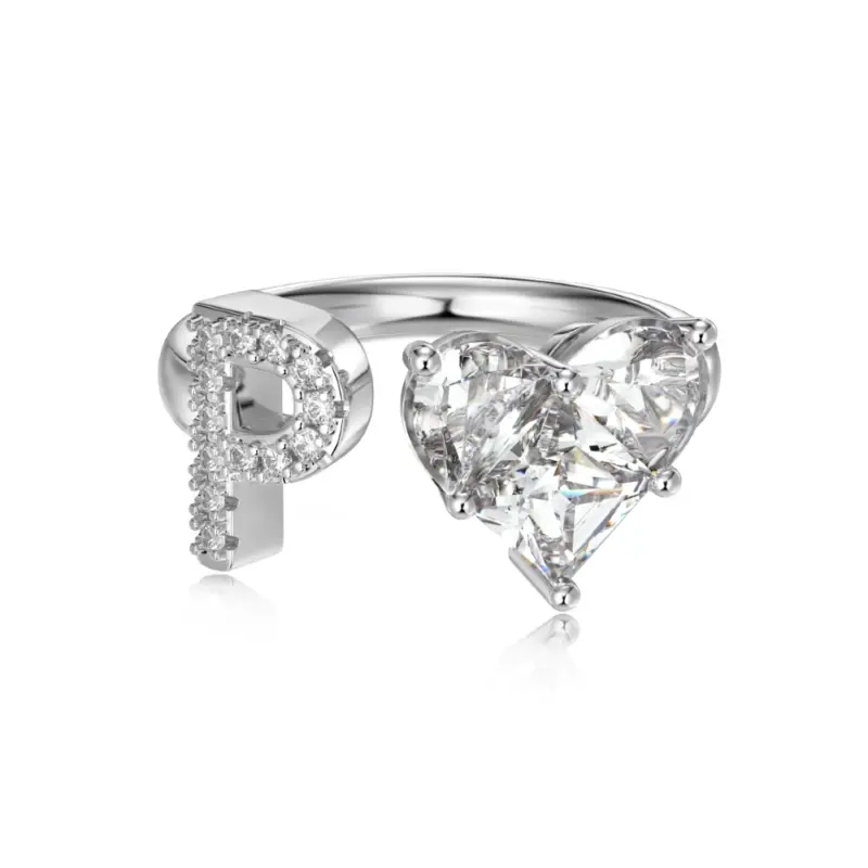 Initial P Heart Ring
