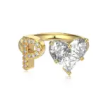 Initial P Heart Ring (Gold)