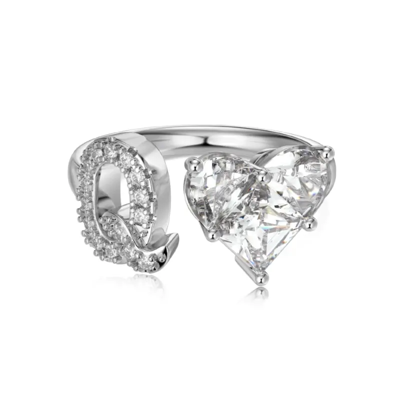 Initial Q Heart Ring