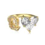 Initial Q Heart Ring (Gold)