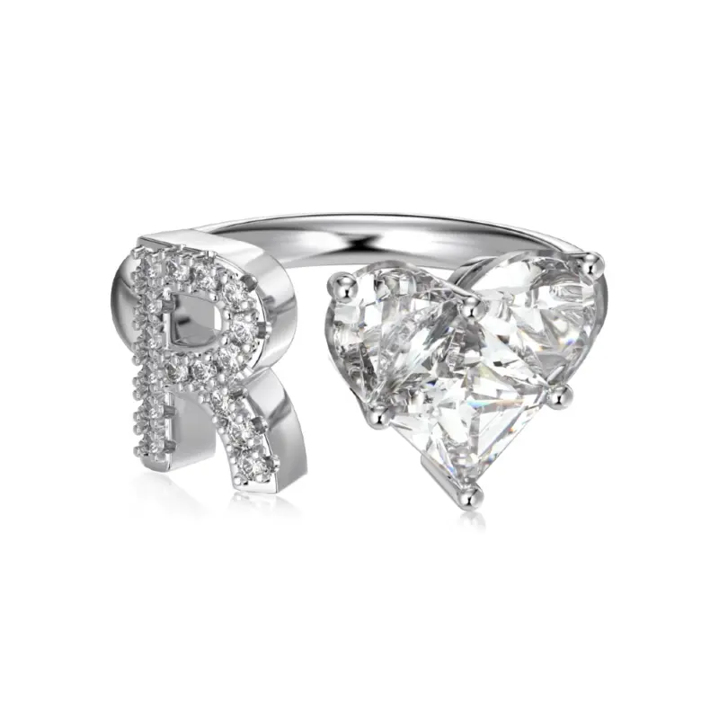 Initial R Heart Ring