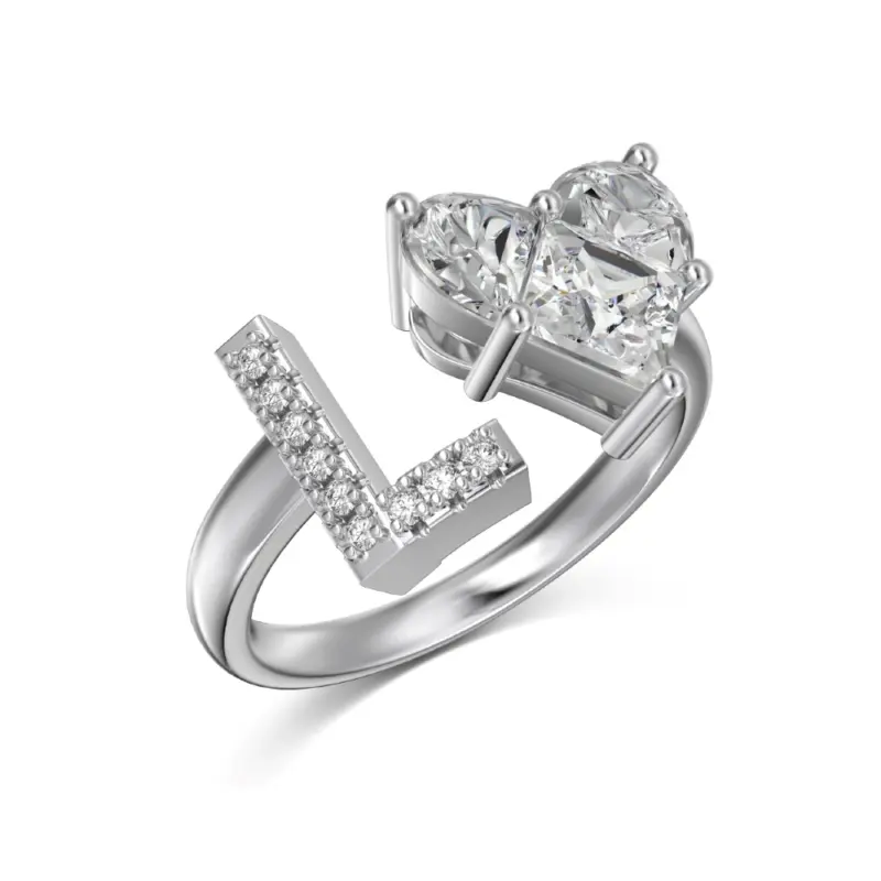 Initial L Heart Ring