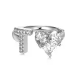 Initial T Heart Ring
