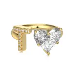 Initial T Heart Ring (Gold)